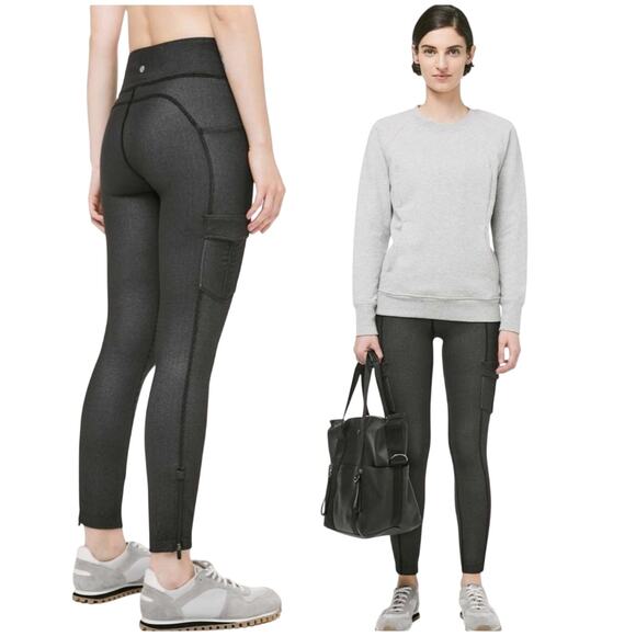 lululemon athletica Pants - Lululemon Scenic Route 7/8 Activewear Pocket Leggings 25" Black Size 10